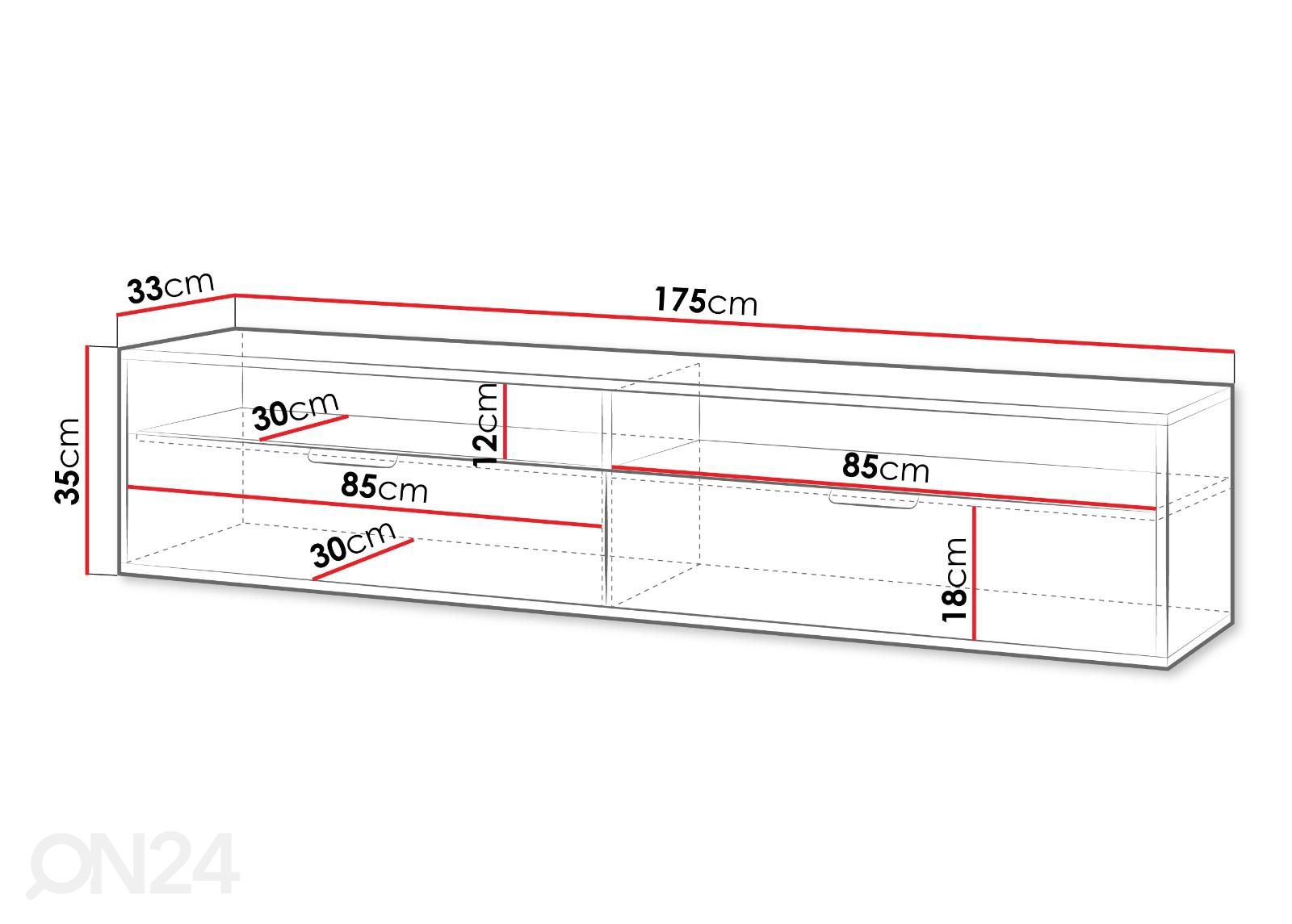 TV-taso Queen 175 cm kuvasuurennos mitat