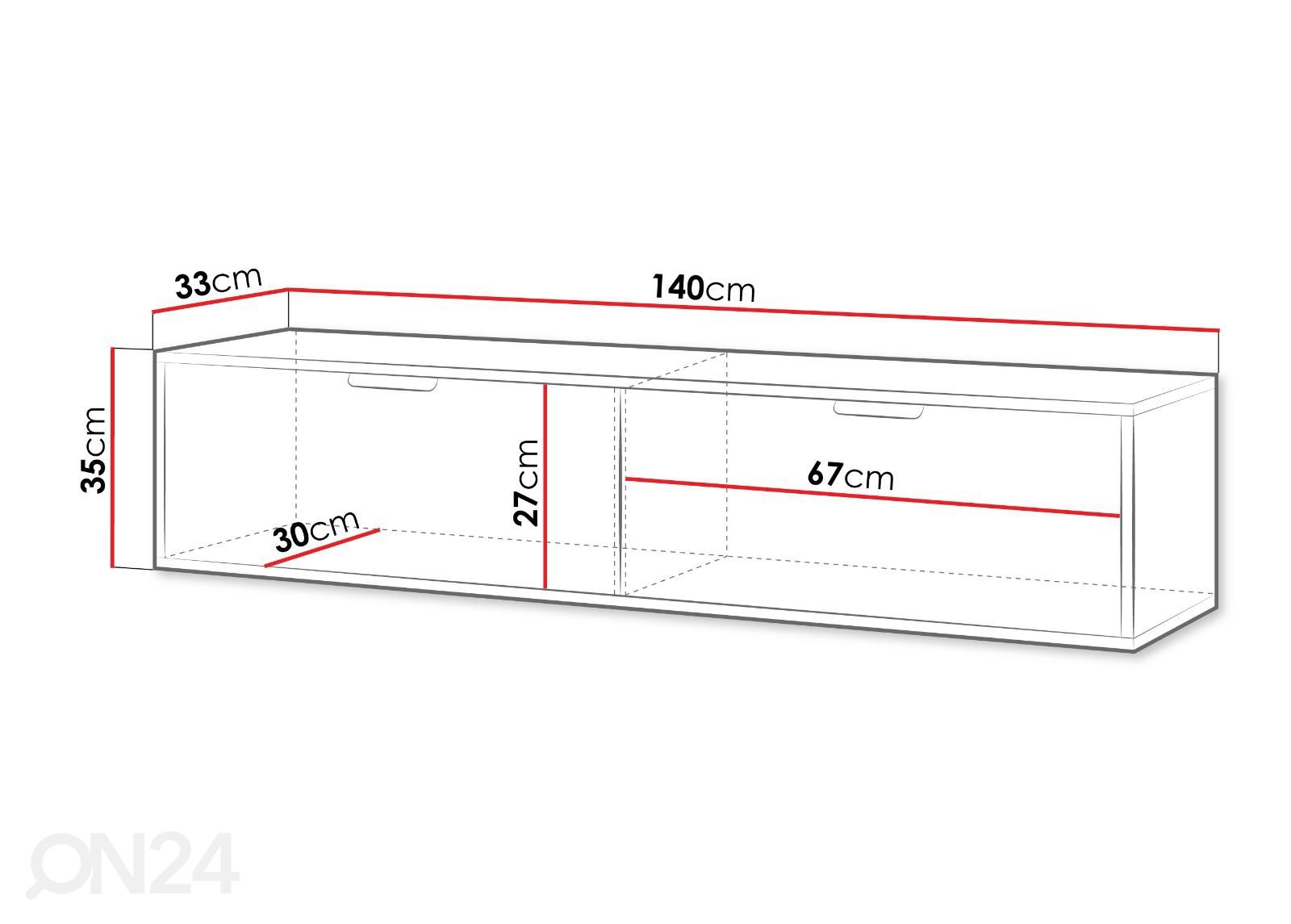 TV-taso Senna 140 cm kuvasuurennos mitat