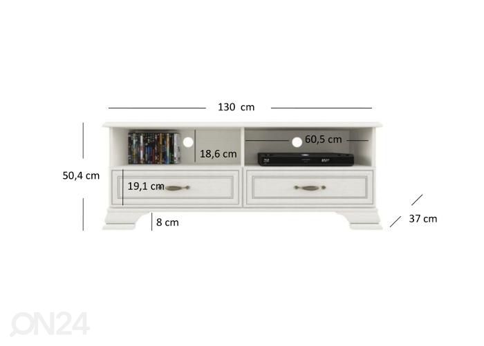 TV-taso Tiffany 130 cm kuvasuurennos mitat