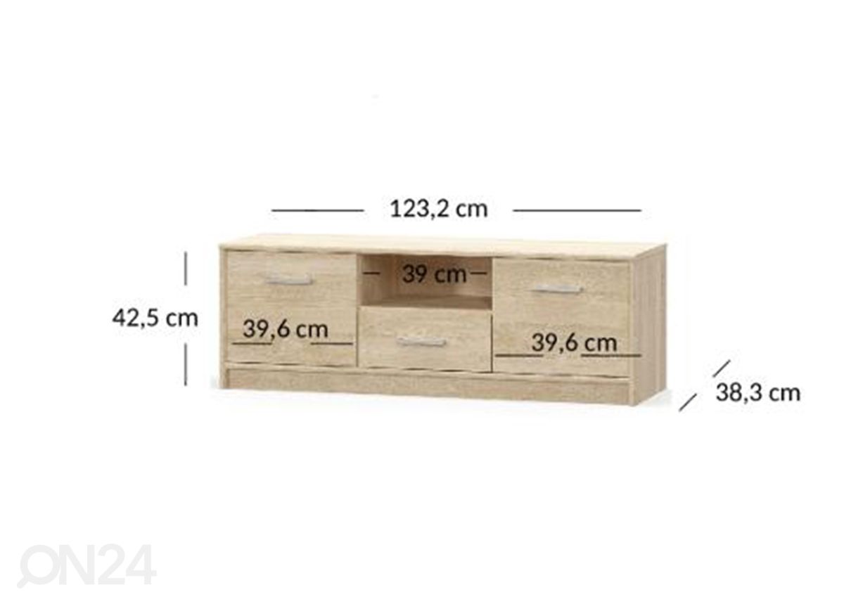 TV-taso Tips 123,2 cm kuvasuurennos mitat