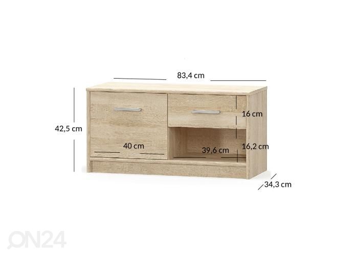 TV-taso Tips 83,4 cm kuvasuurennos mitat