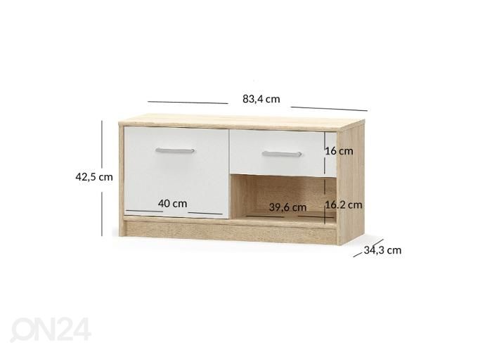 TV-taso Tips 83,4 cm kuvasuurennos mitat