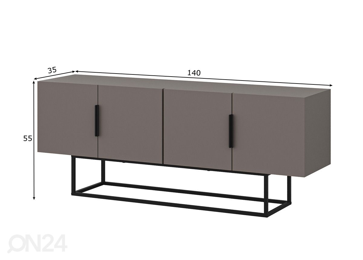 TV-taso Titan Mocca 140 cm kuvasuurennos mitat