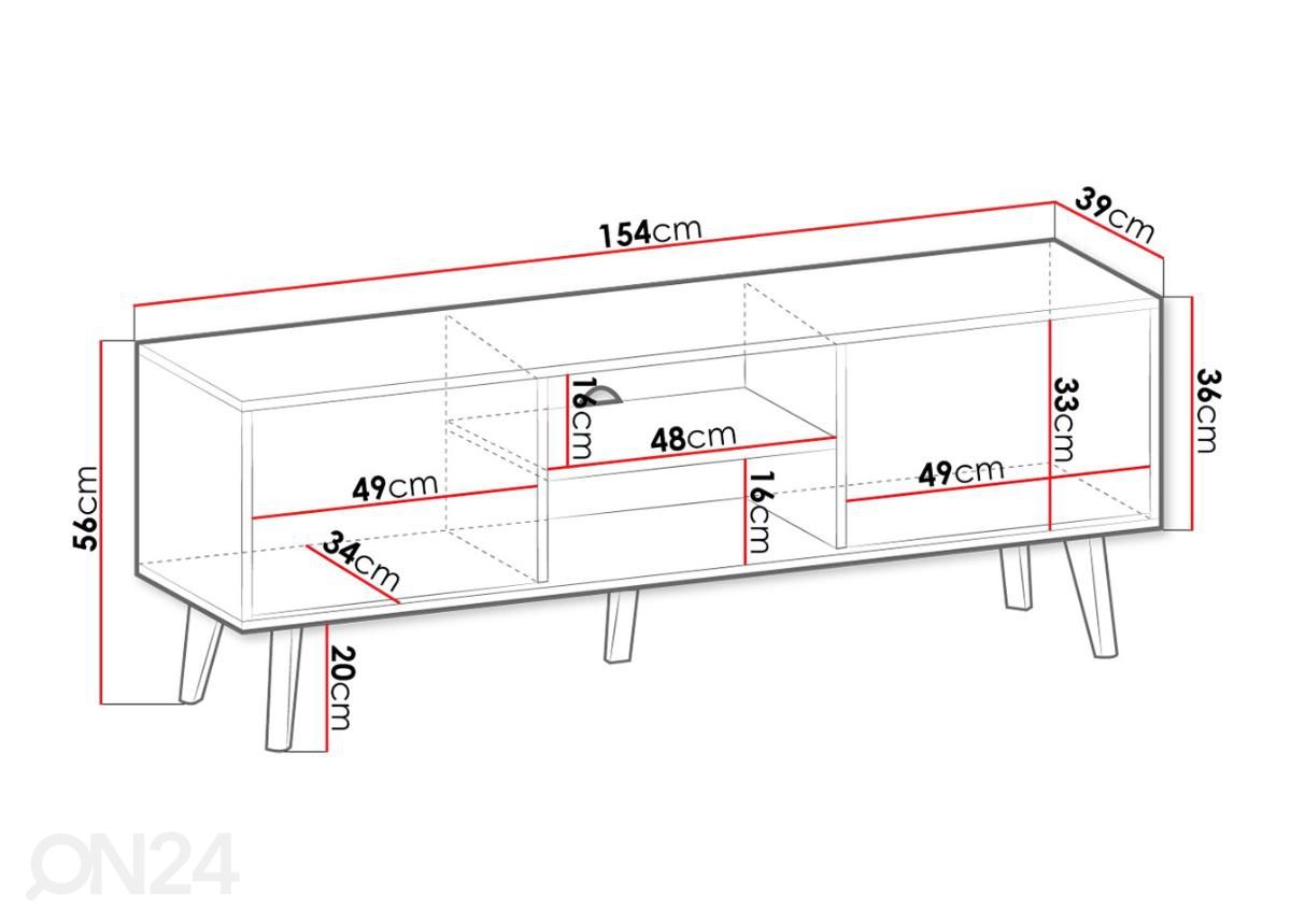 TV-taso Wilson 154 cm kuvasuurennos mitat