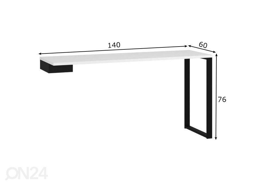 Työpöydän moduuli Marlow 140x60 kuvasuurennos mitat