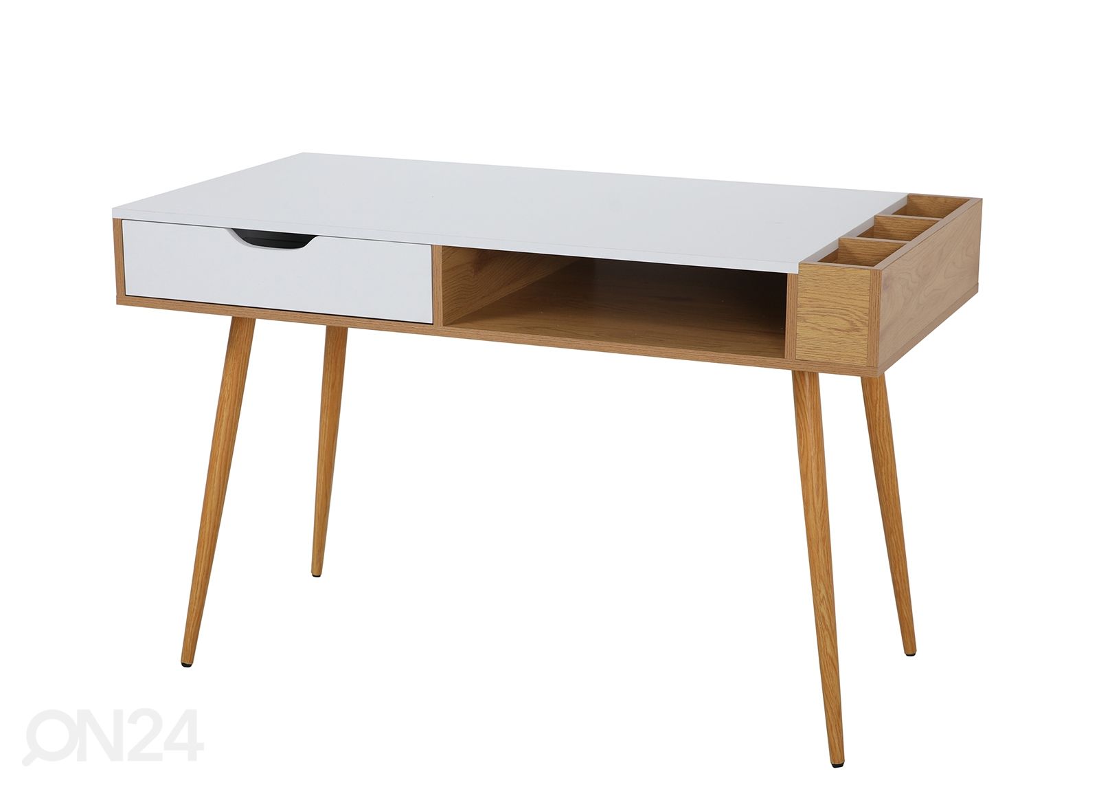 Työpöytä 60x120 cm, valkoinen/ luonnonväri kuvasuurennos