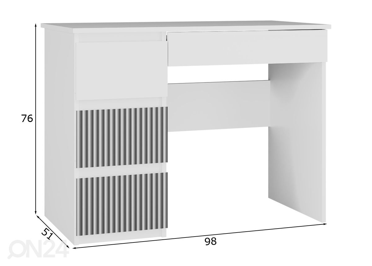 Työpöytä Arti I 98 cm kuvasuurennos mitat