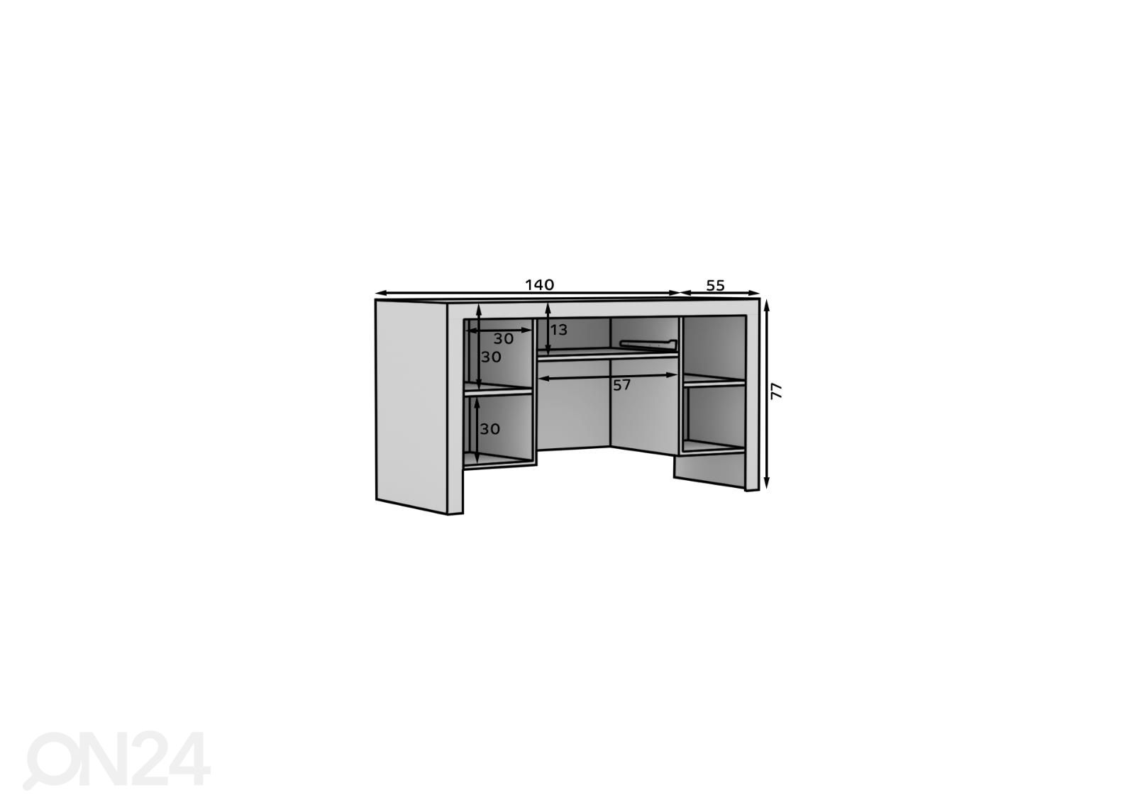 Työpöytä Cely 140 cm kuvasuurennos mitat