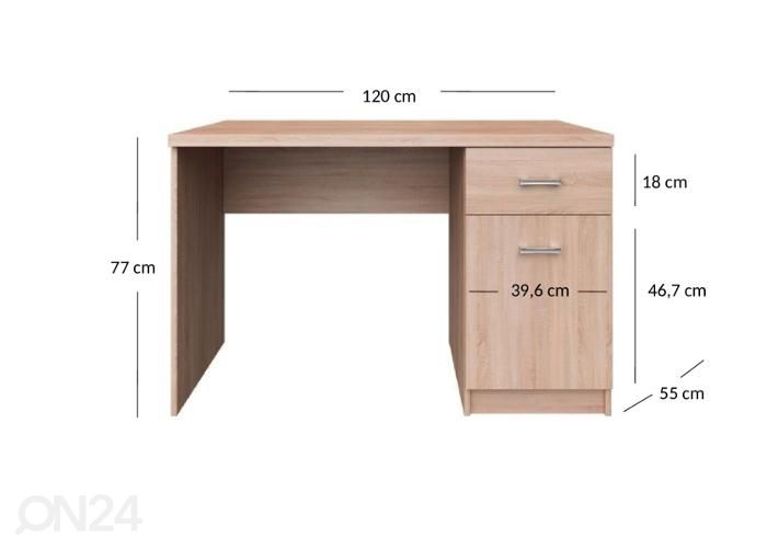 Työpöytä Top mix 120 cm kuvasuurennos mitat