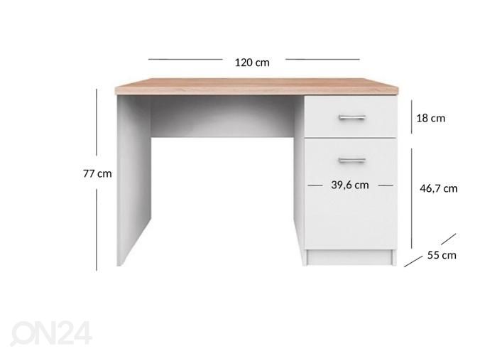 Työpöytä Top mix 120 cm kuvasuurennos mitat