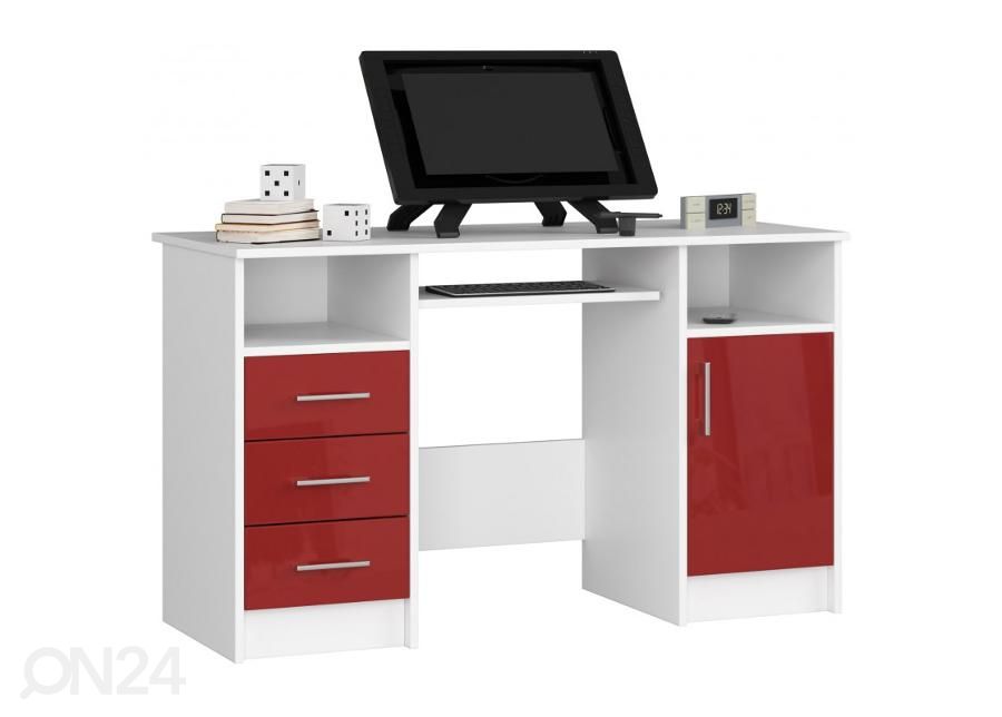 Työpöytä valkoinen/ punainen kuvasuurennos