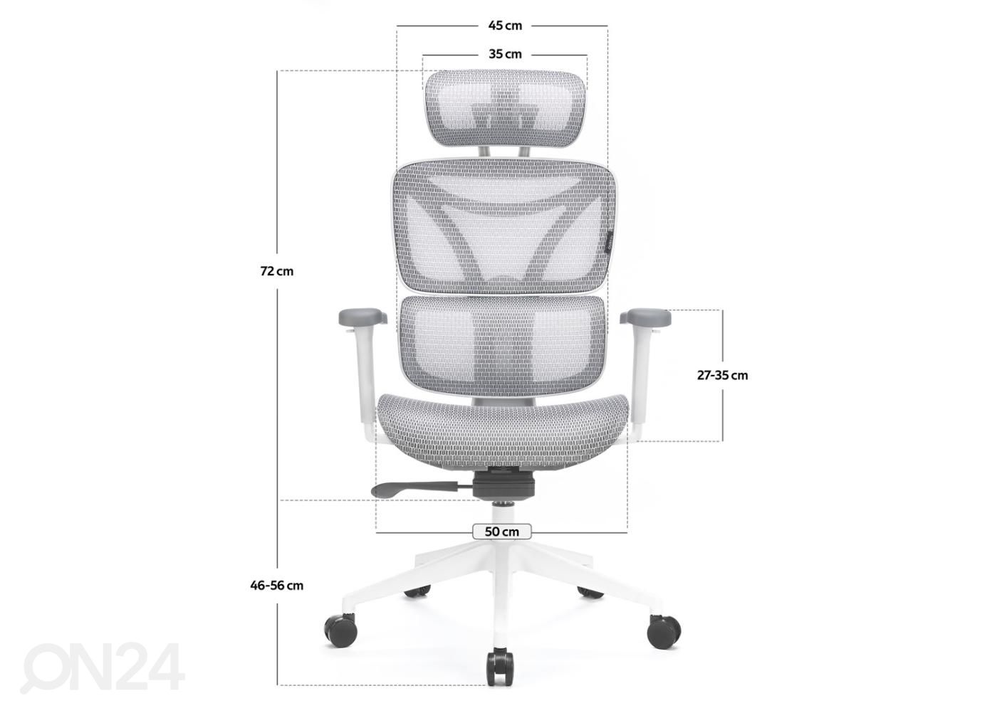 Työtuoli Control White kuvasuurennos mitat