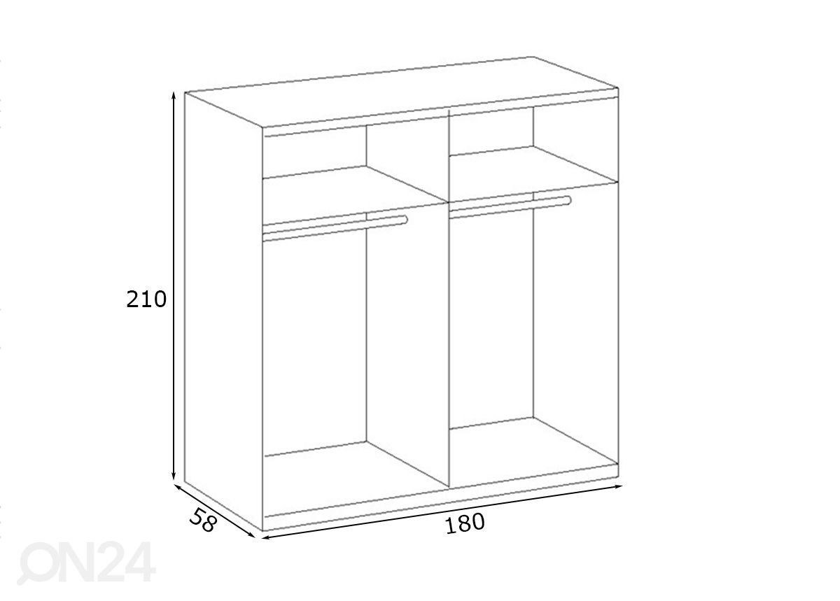 Vaatekaappi Chalet 180 cm kuvasuurennos mitat