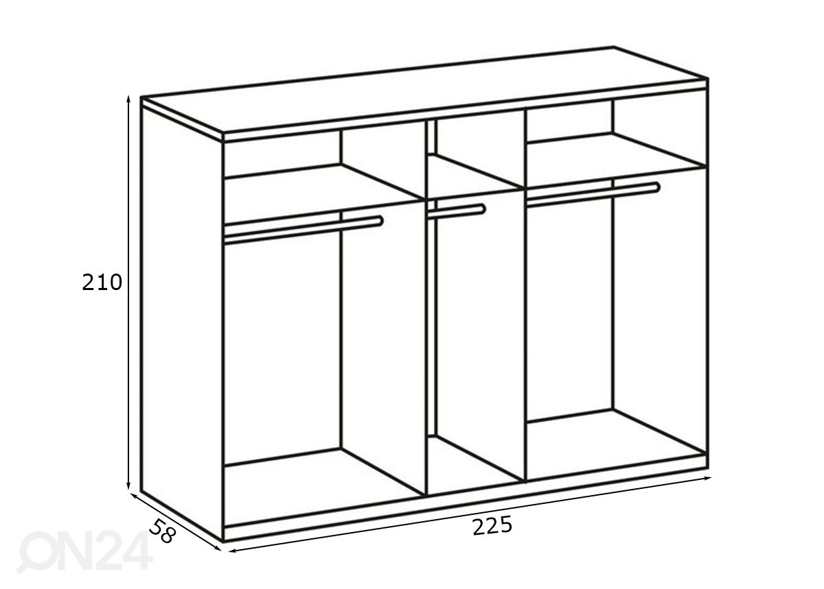 Vaatekaappi Chalet 225 cm kuvasuurennos mitat