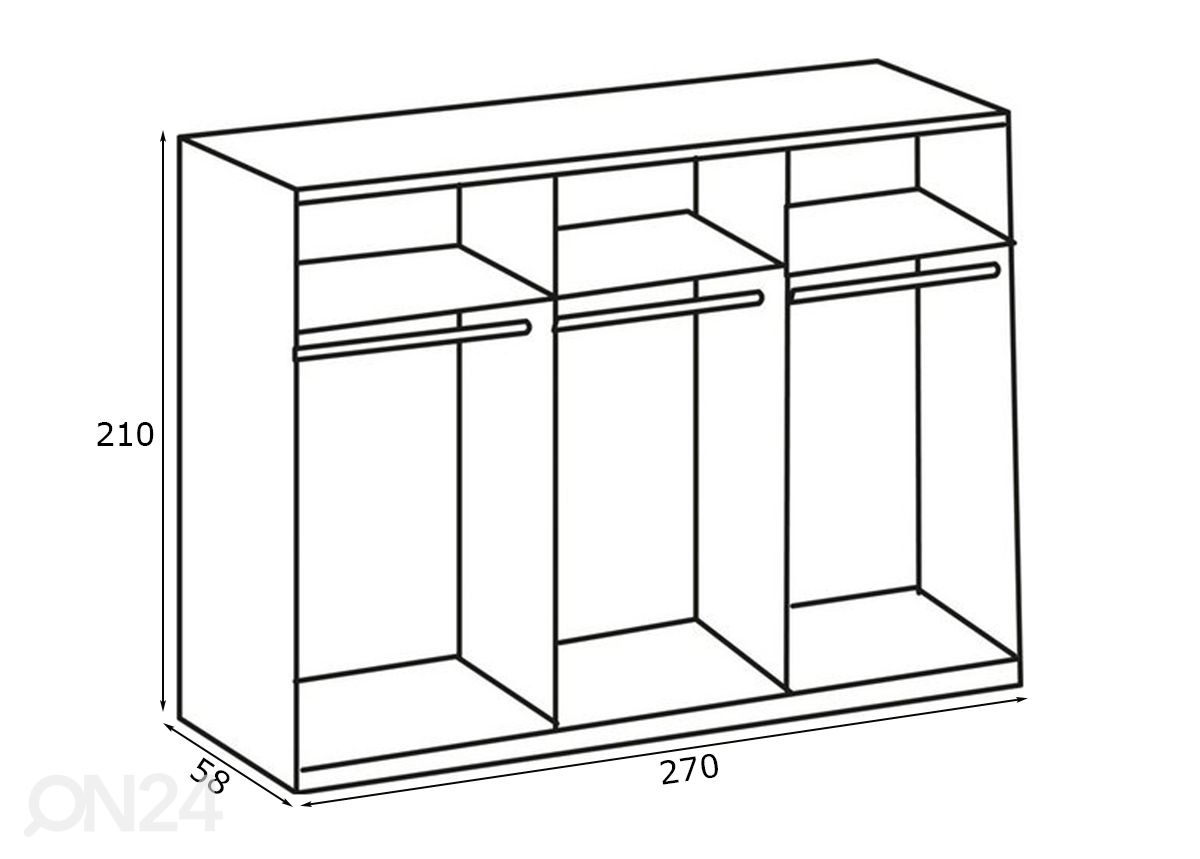 Vaatekaappi Chalet 270 cm kuvasuurennos mitat