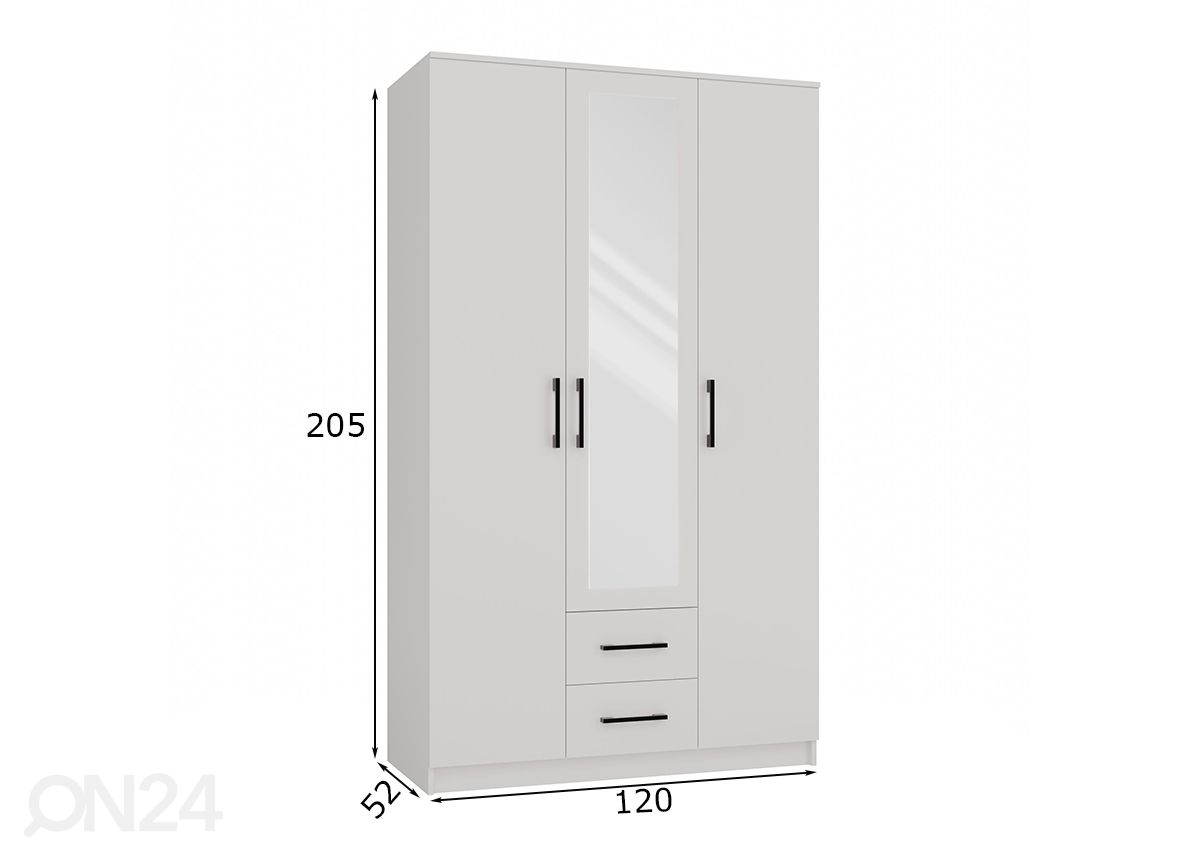 Vaatekaappi Domek 120 cm kuvasuurennos mitat