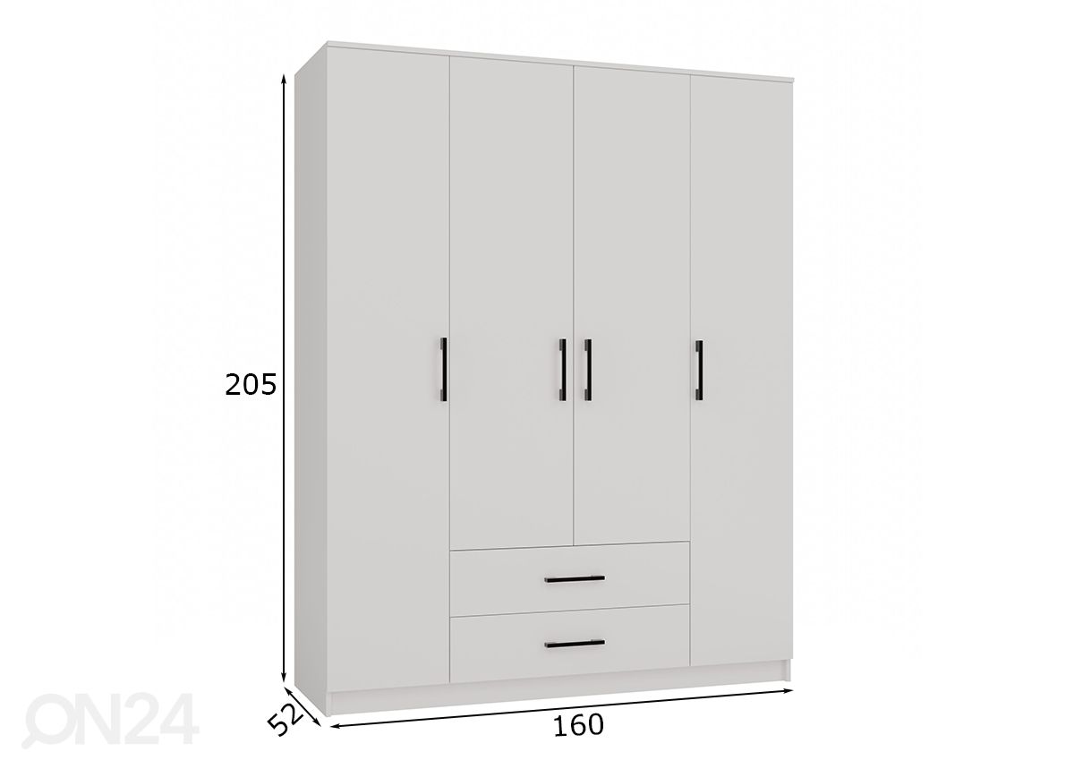 Vaatekaappi Domek 160 cm kuvasuurennos mitat