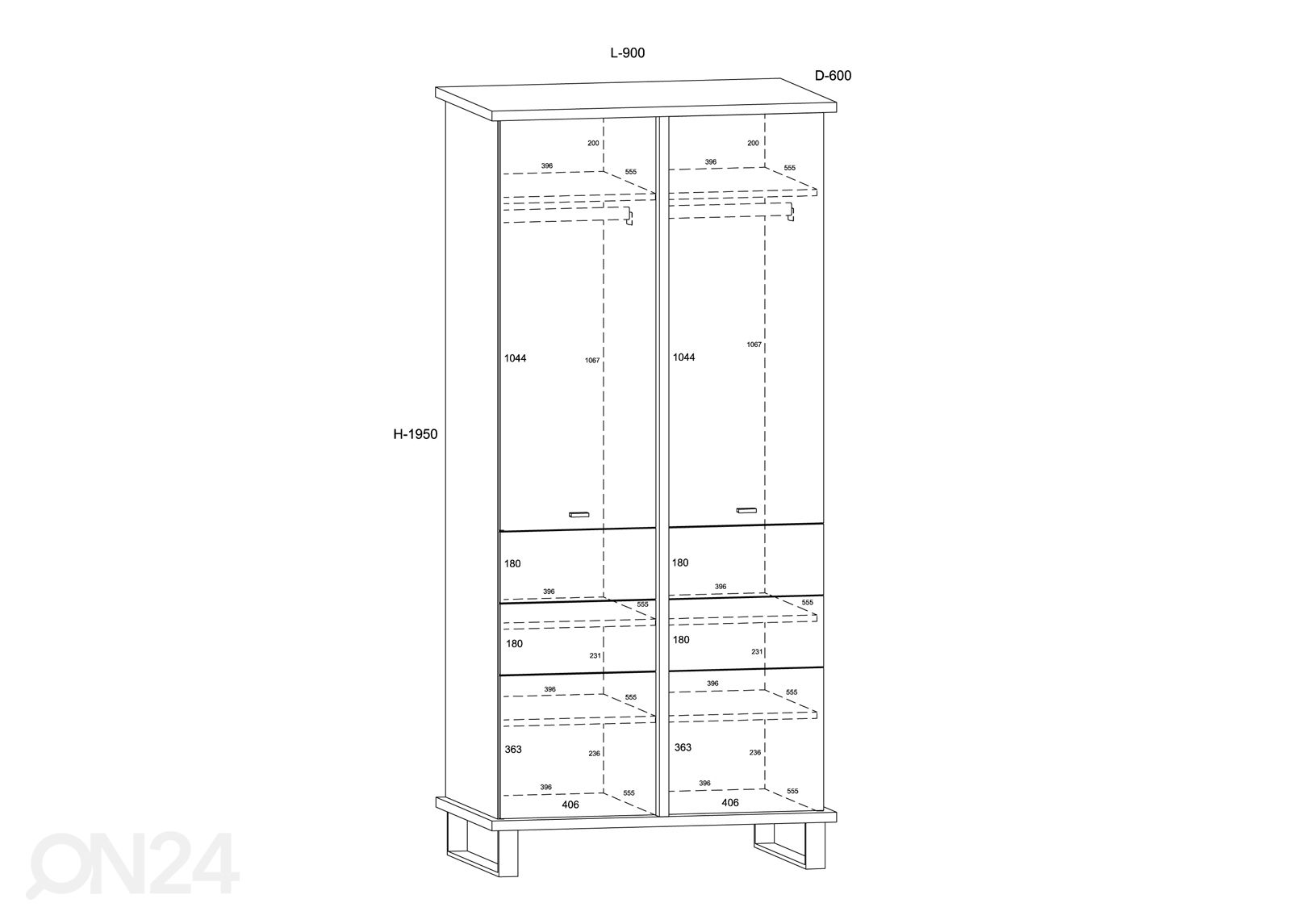 Vaatekaappi Fermoy 90 cm kuvasuurennos mitat