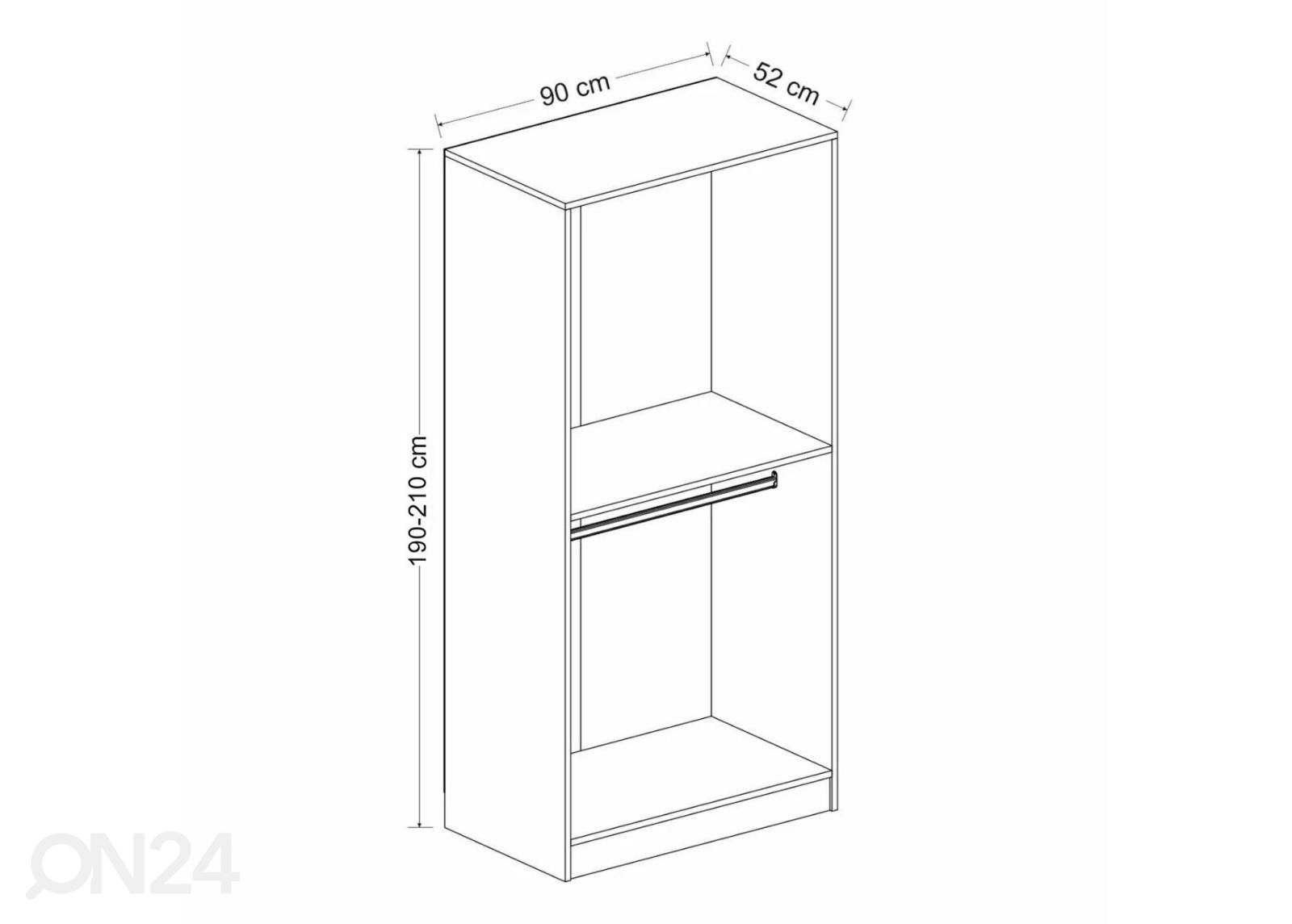 Vaatekaappi Glass 90 cm kuvasuurennos mitat