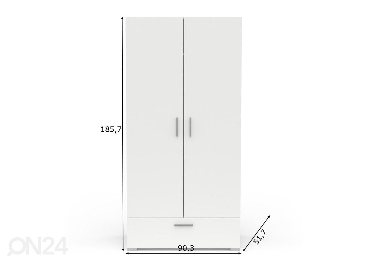 Vaatekaappi Izzy 90,3 cm kuvasuurennos mitat