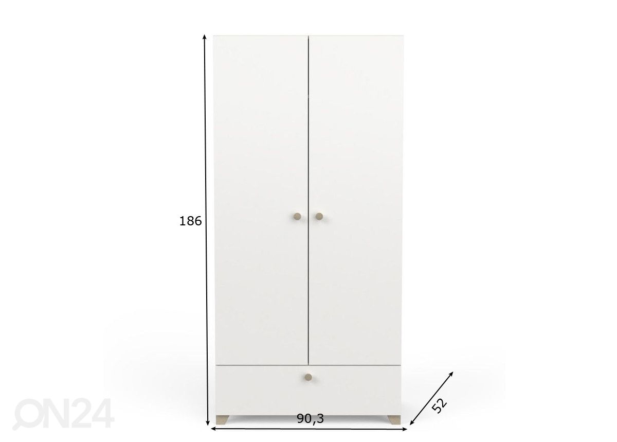 Vaatekaappi Izzy 90 cm kuvasuurennos mitat