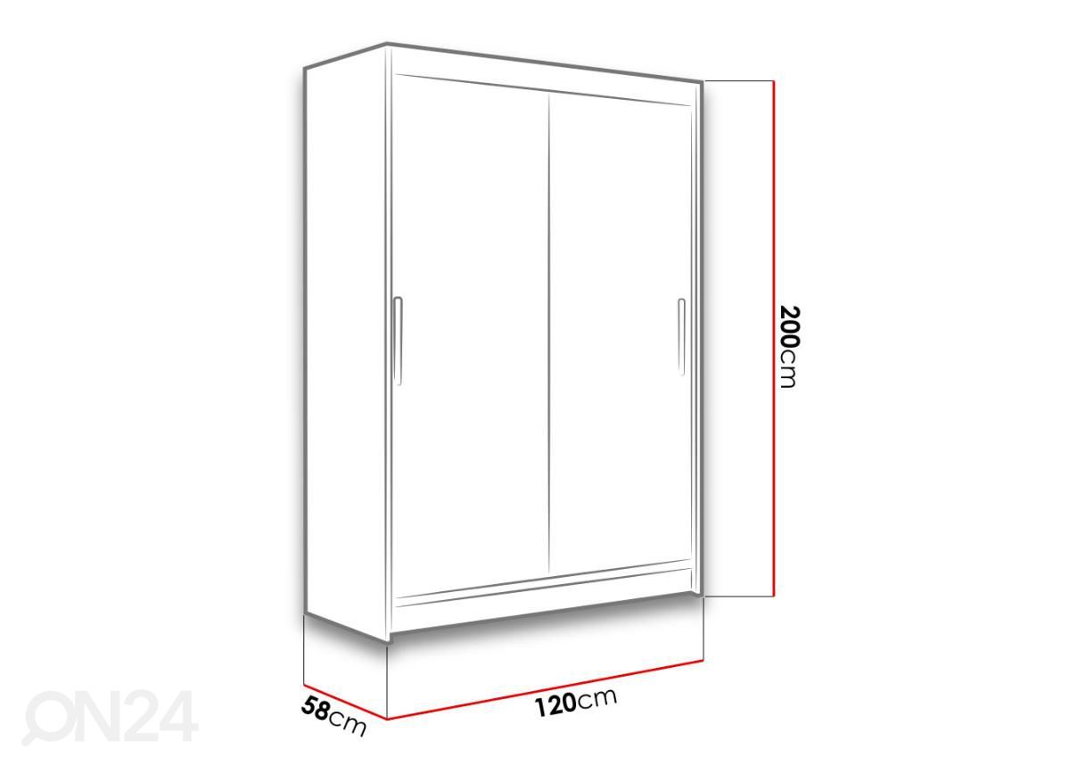 Vaatekaappi + LED kuvasuurennos mitat