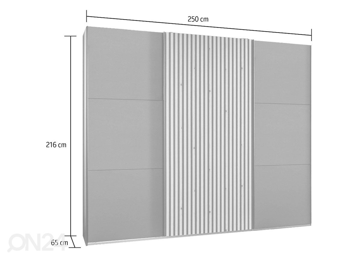 Vaatekaappi liukuovilla Ancona 250 cm kuvasuurennos mitat