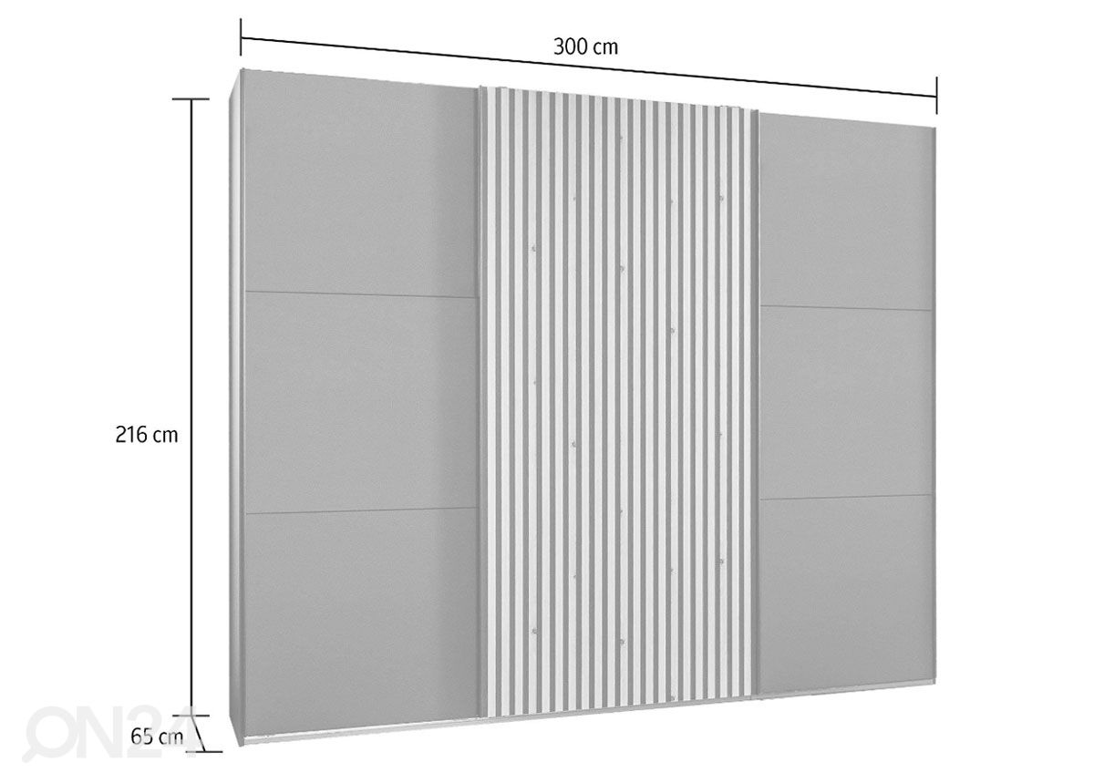 Vaatekaappi liukuovilla Ancona 300 cm kuvasuurennos mitat