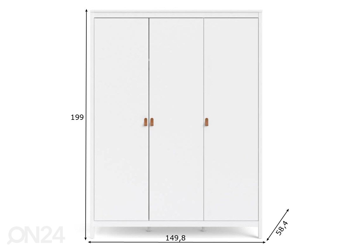 Vaatekaappi Madrid 150 cm kuvasuurennos mitat