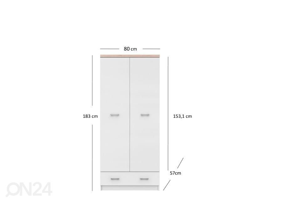 Vaatekaappi Top mix 80 cm kuvasuurennos mitat