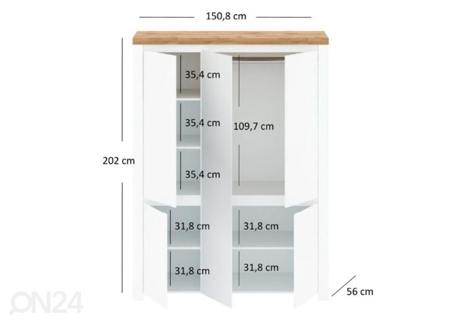 Vaatekaappi Vigo 150,8 cm kuvasuurennos mitat