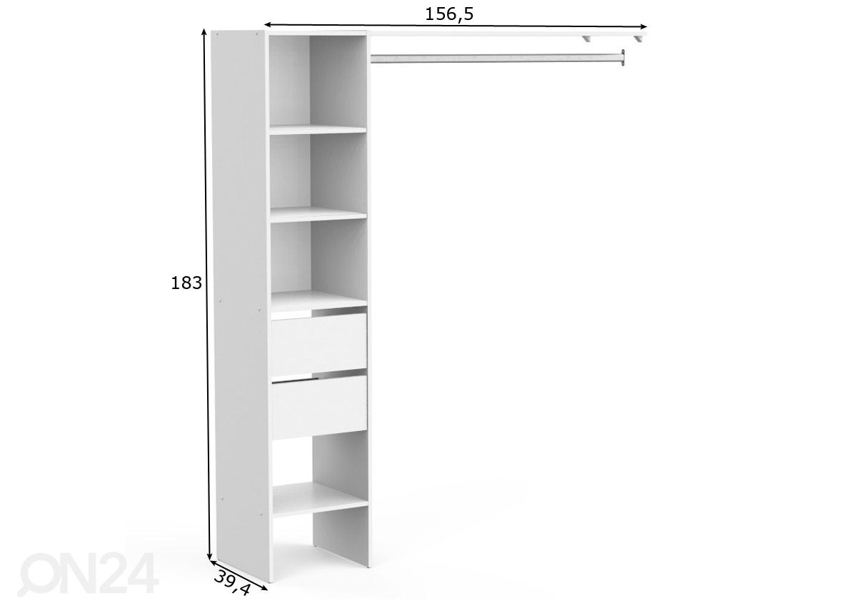 Vaatekaappijärjestelmä Duo 157 cm kuvasuurennos mitat