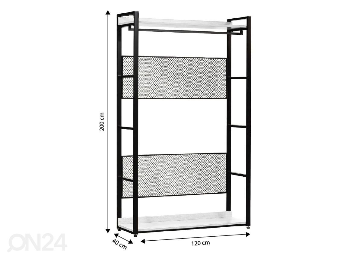 Vaatekaappijärjestelmän runko 120 cm kuvasuurennos mitat