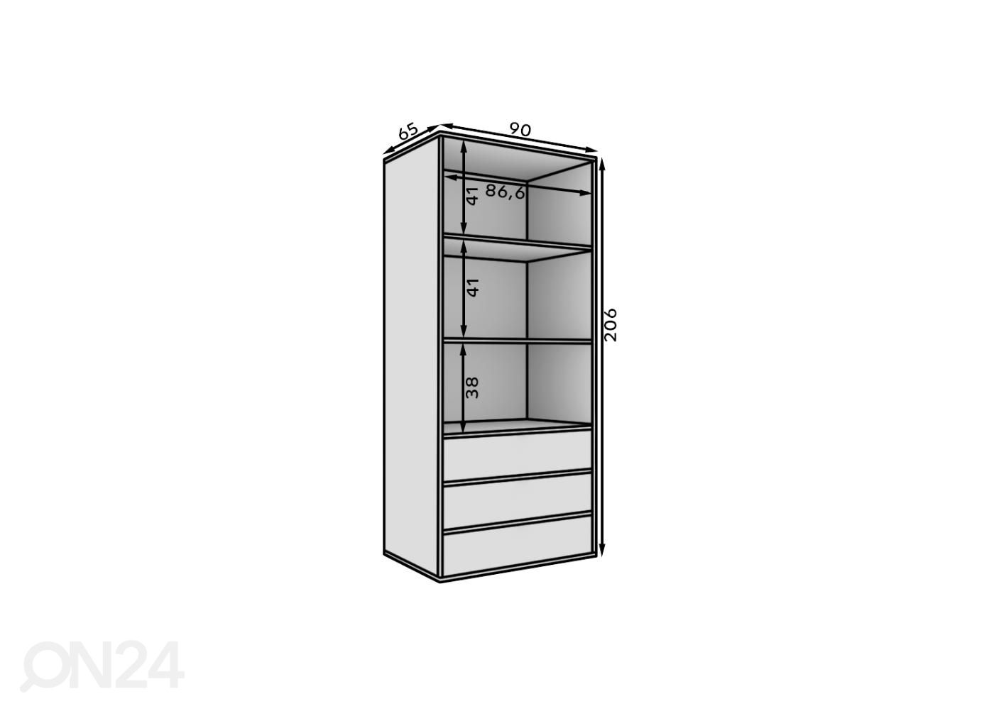 Vaaterekki Piccolo 90 cm kuvasuurennos mitat