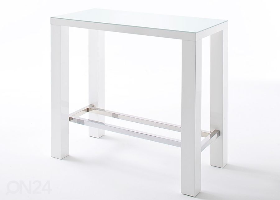 Valkoinen baaripöytä Jam 120 cm, lasipinta kuvasuurennos