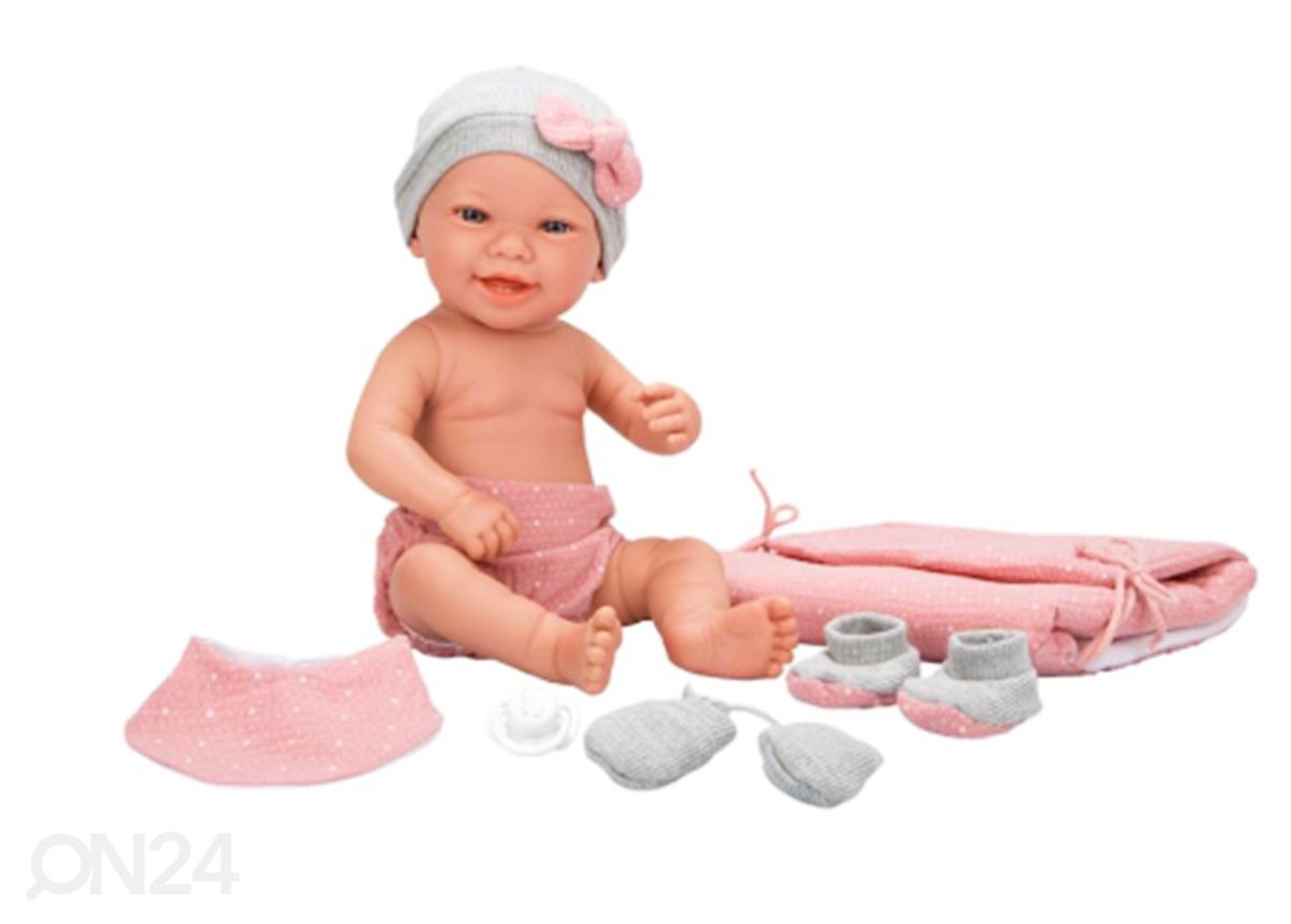 Vauvanukke Arias Salma vaaleanpunaisella hoitoalustalla, 42 cm kuvasuurennos