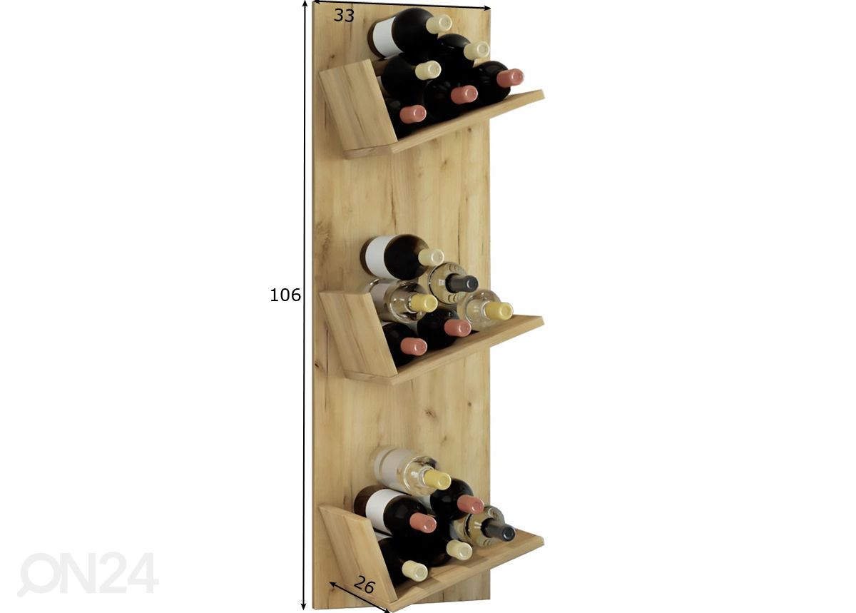 Viinipulloteline seinälle Vinosi 33 cm kuvasuurennos mitat