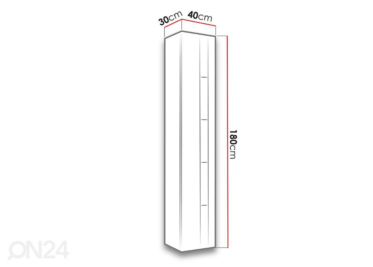 Vitriinikaappi 180 cm kuvasuurennos mitat