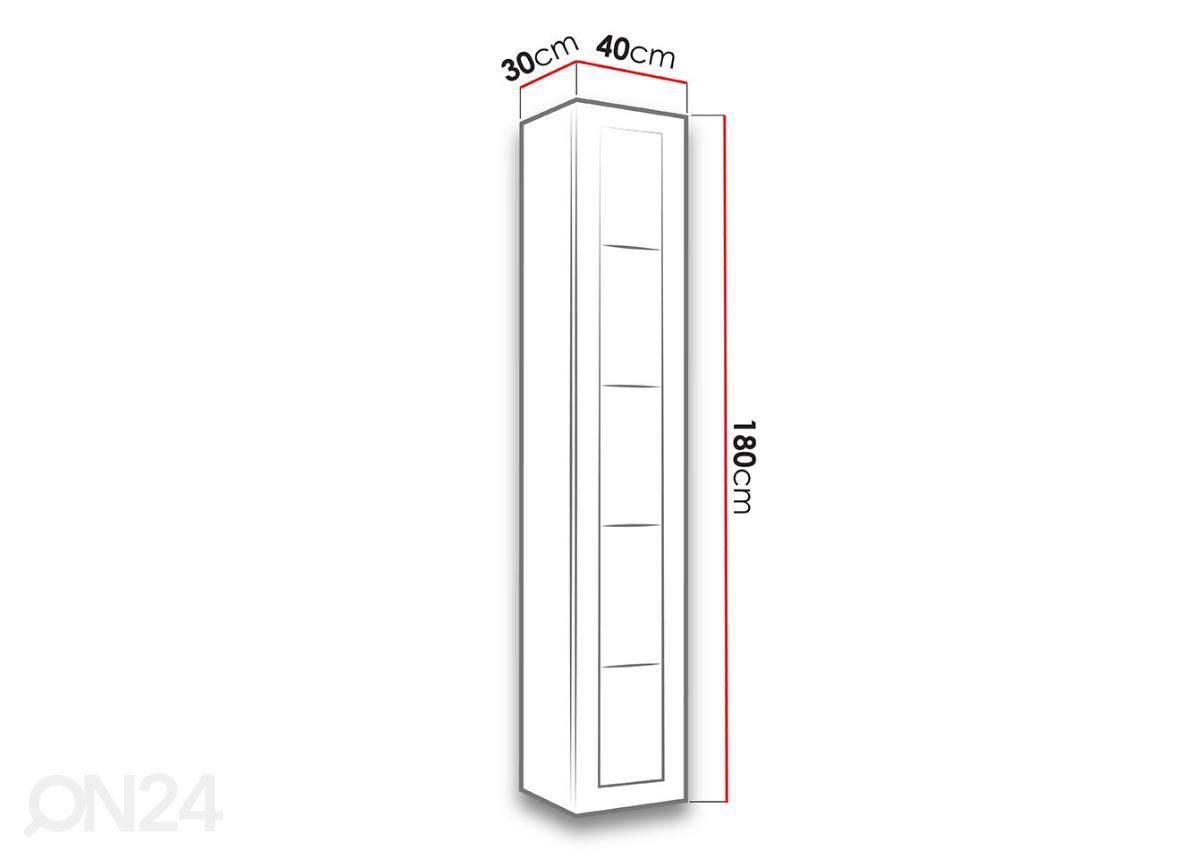 Vitriinikaappi 180 cm kuvasuurennos mitat