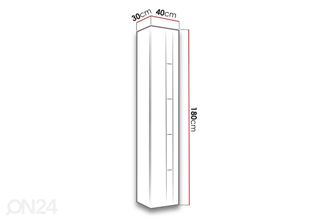 Vitriinikaappi 180 cm + LED valaistus kuvasuurennos mitat