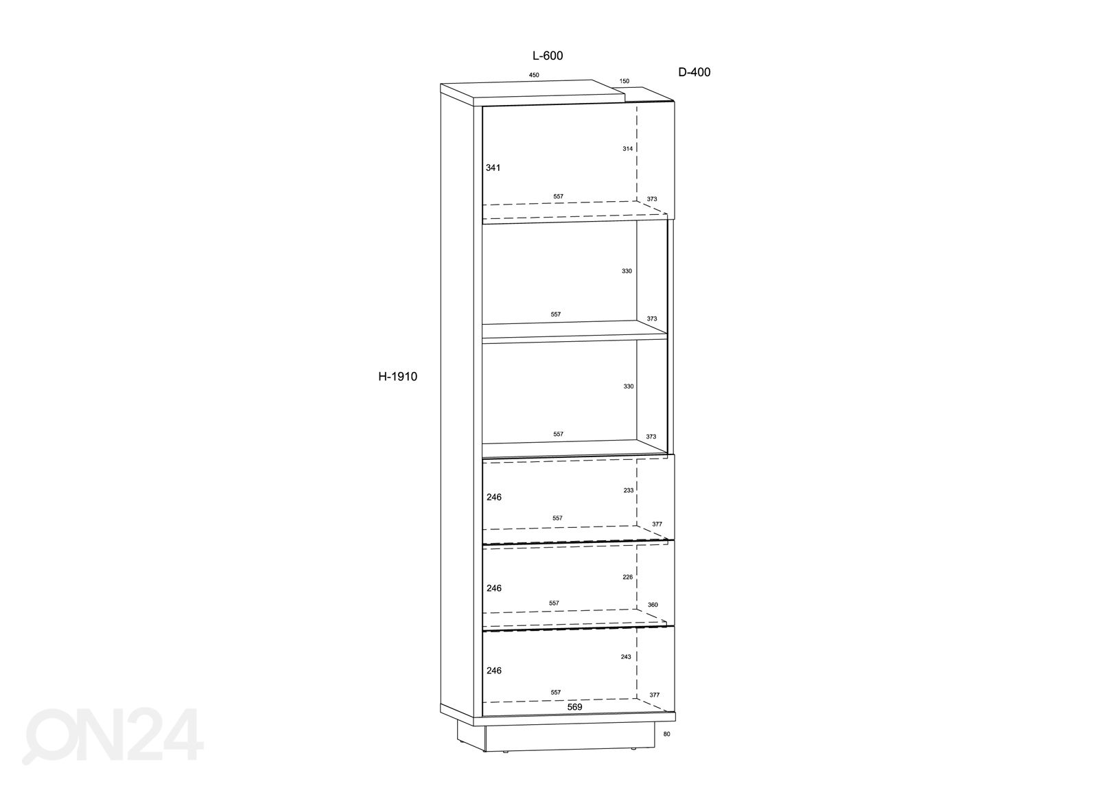 Vitriinikaappi 60 cm kuvasuurennos mitat