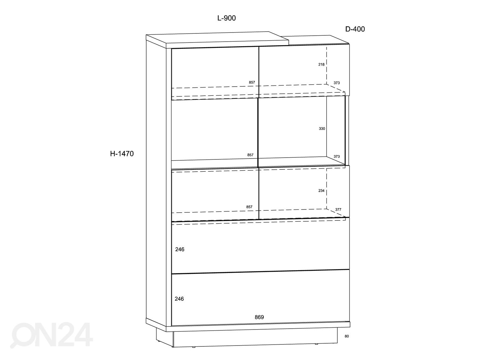 Vitriinikaappi 90 cm kuvasuurennos mitat