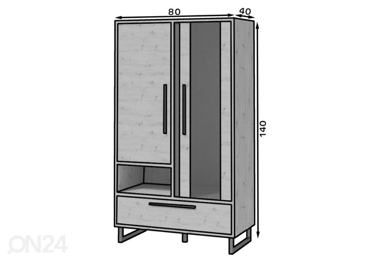 Vitriinikaappi Alam 80 cm kuvasuurennos mitat