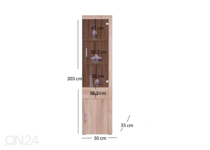 Vitriinikaappi Damis 50 cm kuvasuurennos mitat