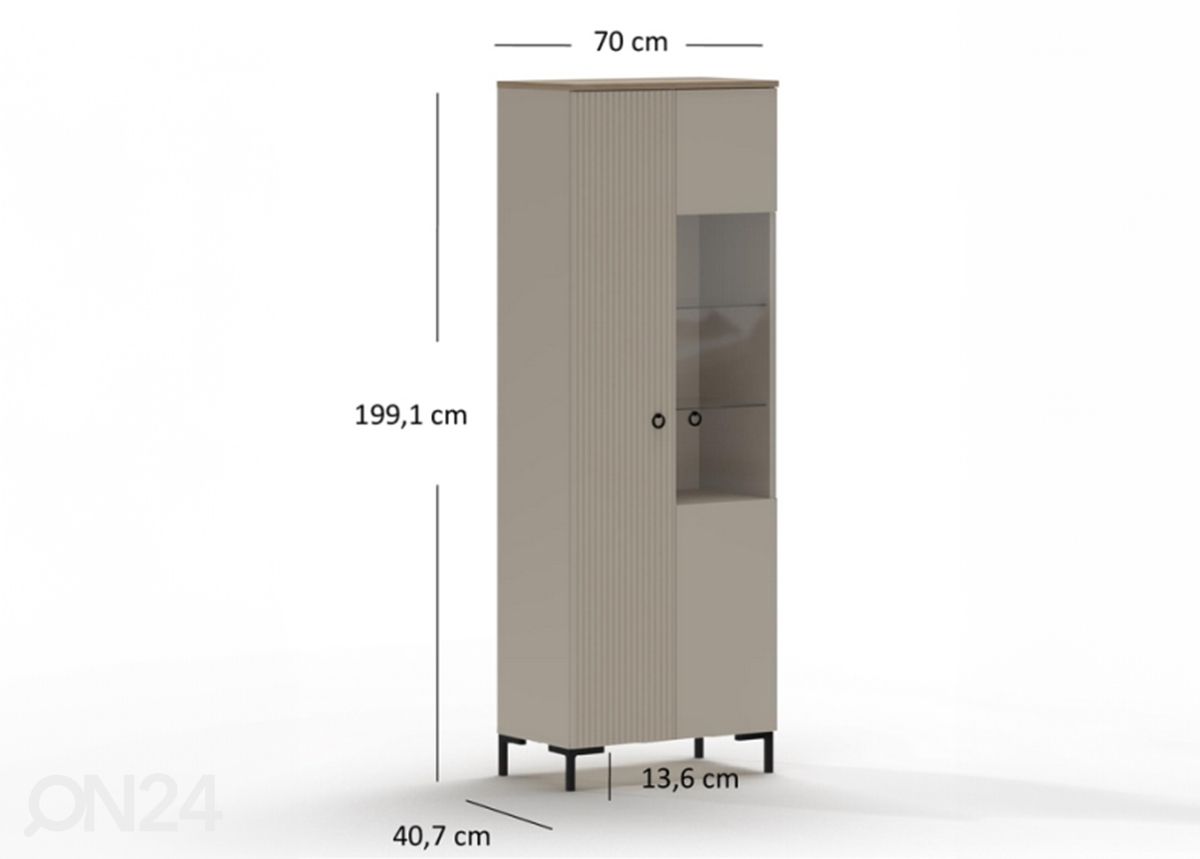 Vitriinikaappi Dominica 70 cm kuvasuurennos mitat