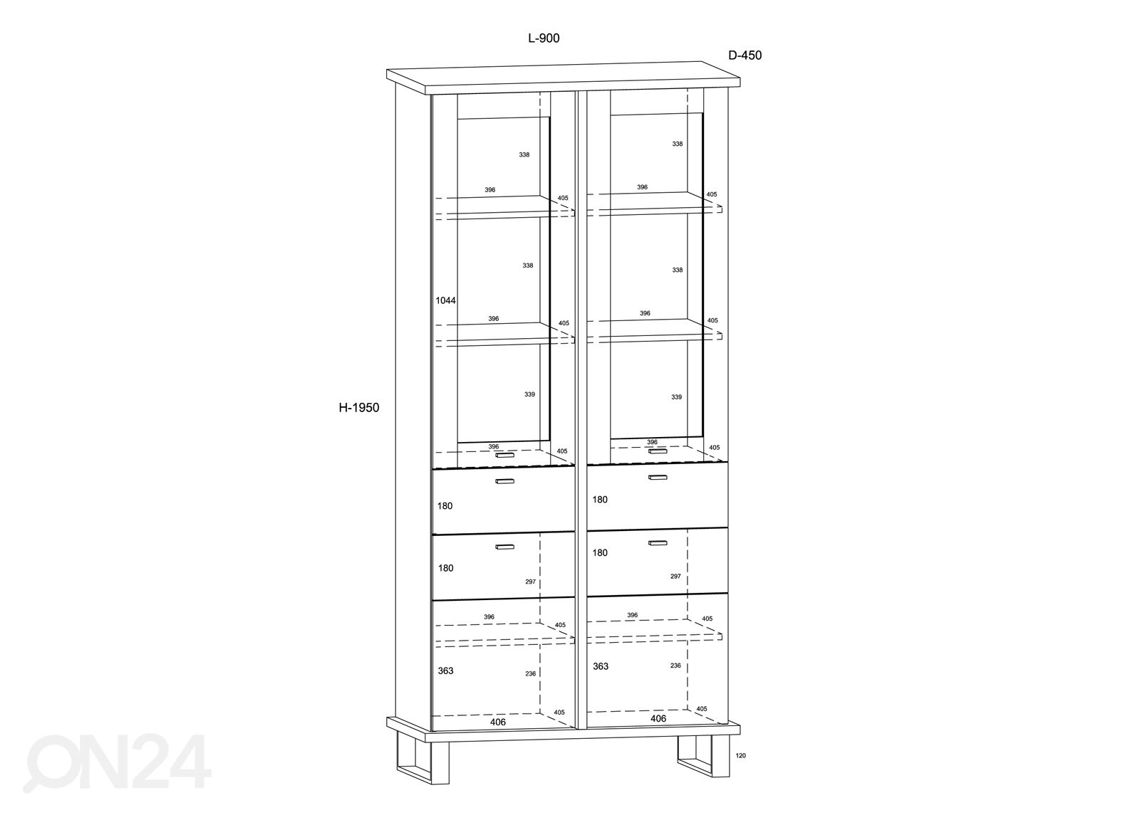 Vitriinikaappi Fermoy 90 cm kuvasuurennos mitat