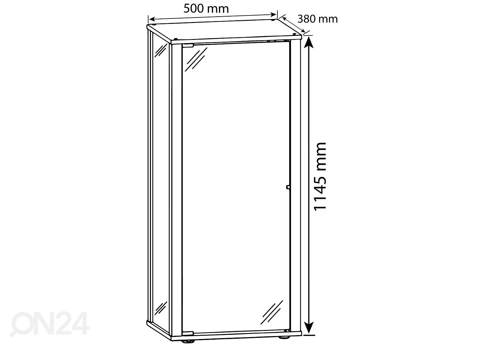 Vitriinikaappi Kavisa M 50 cm kuvasuurennos mitat