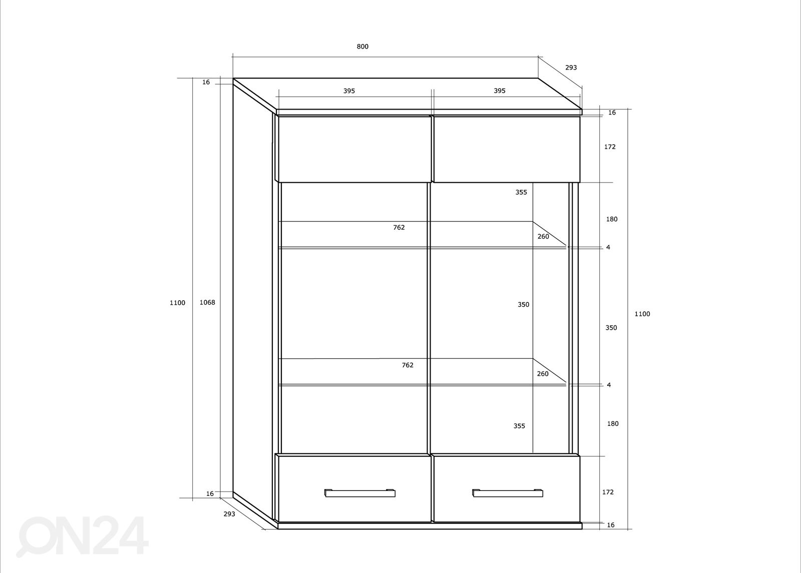 Vitriinikaappi Kerry 80 cm kuvasuurennos mitat