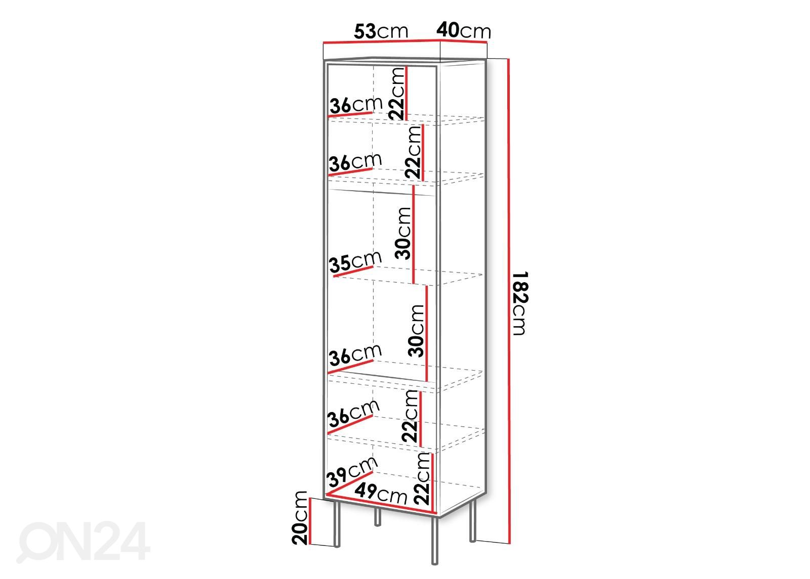 Vitriinikaappi Kim 53 cm kuvasuurennos mitat