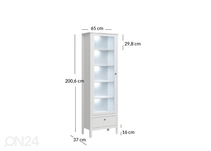 Vitriinikaappi Ole 65 cm kuvasuurennos mitat